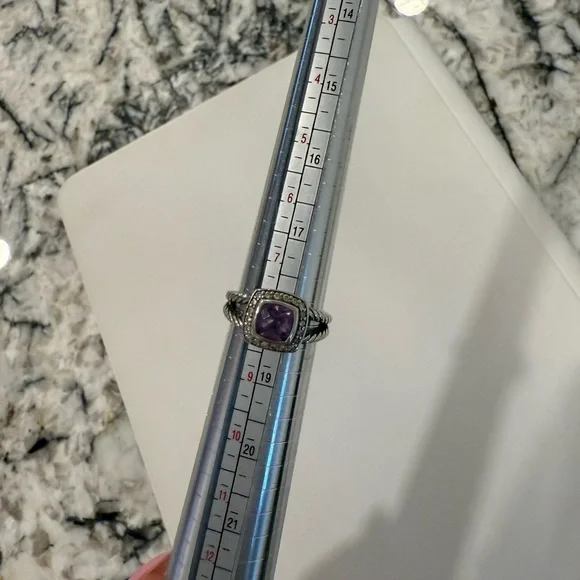 💜 David Yurman Petite Albion Ring Amethyst and Diamonds Size 8 💜 - Picture 8 of 8